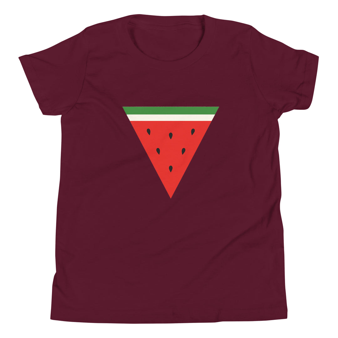 Youth Short Sleeve T-Shirt - Triangle Watermelon, Maroon