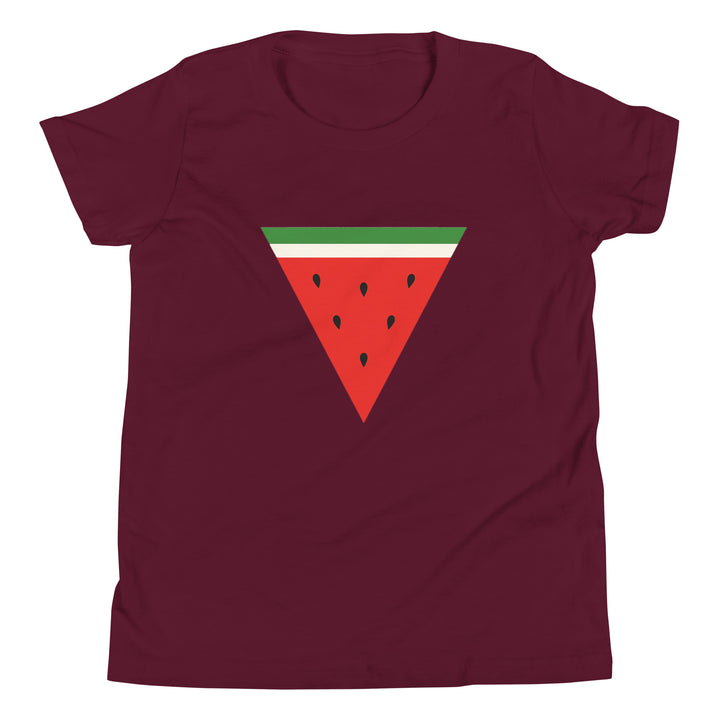 Youth Short Sleeve T-Shirt - Triangle Watermelon, Maroon