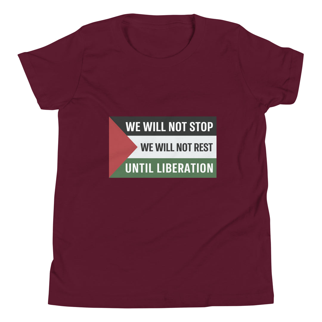 Youth Short Sleeve T-Shirt - We Will Not Stop, Maroon