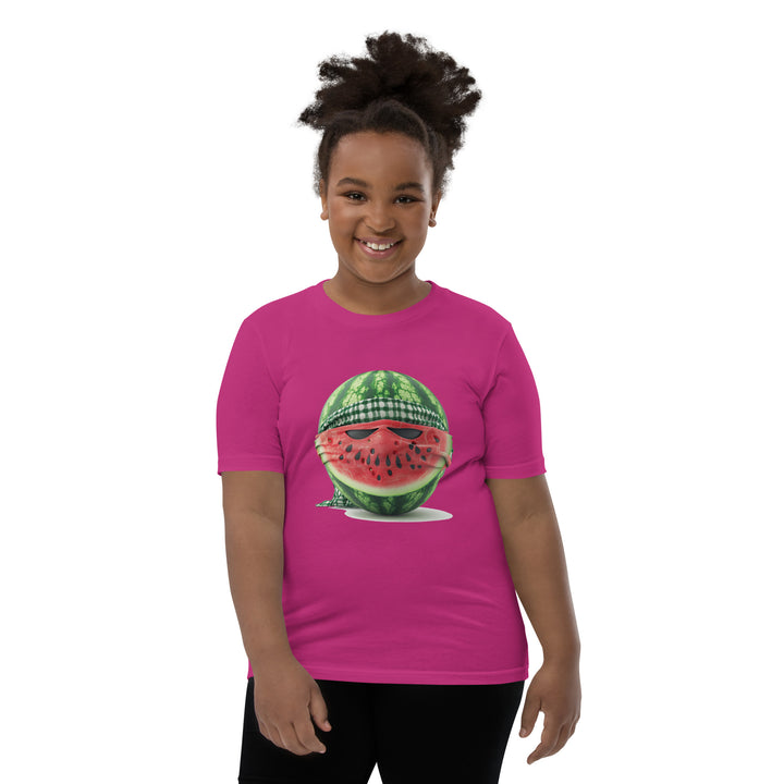 Youth Short Sleeve T-Shirt | Palestine Watermelon Fighter